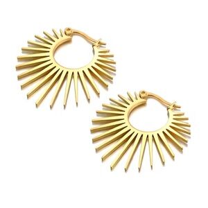 Gold Sunburst Hoop Earrings - Women Jewelry